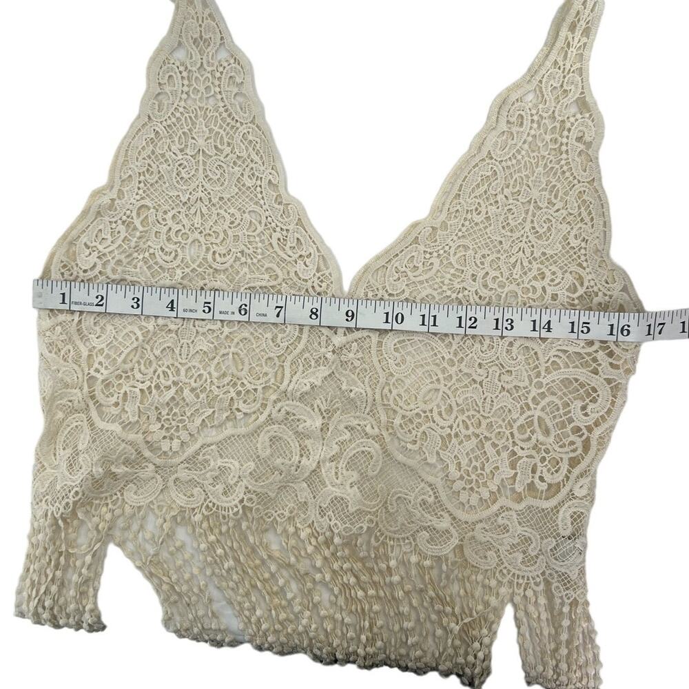 Cream Lace Top with Fringe - Picture 4 of 5